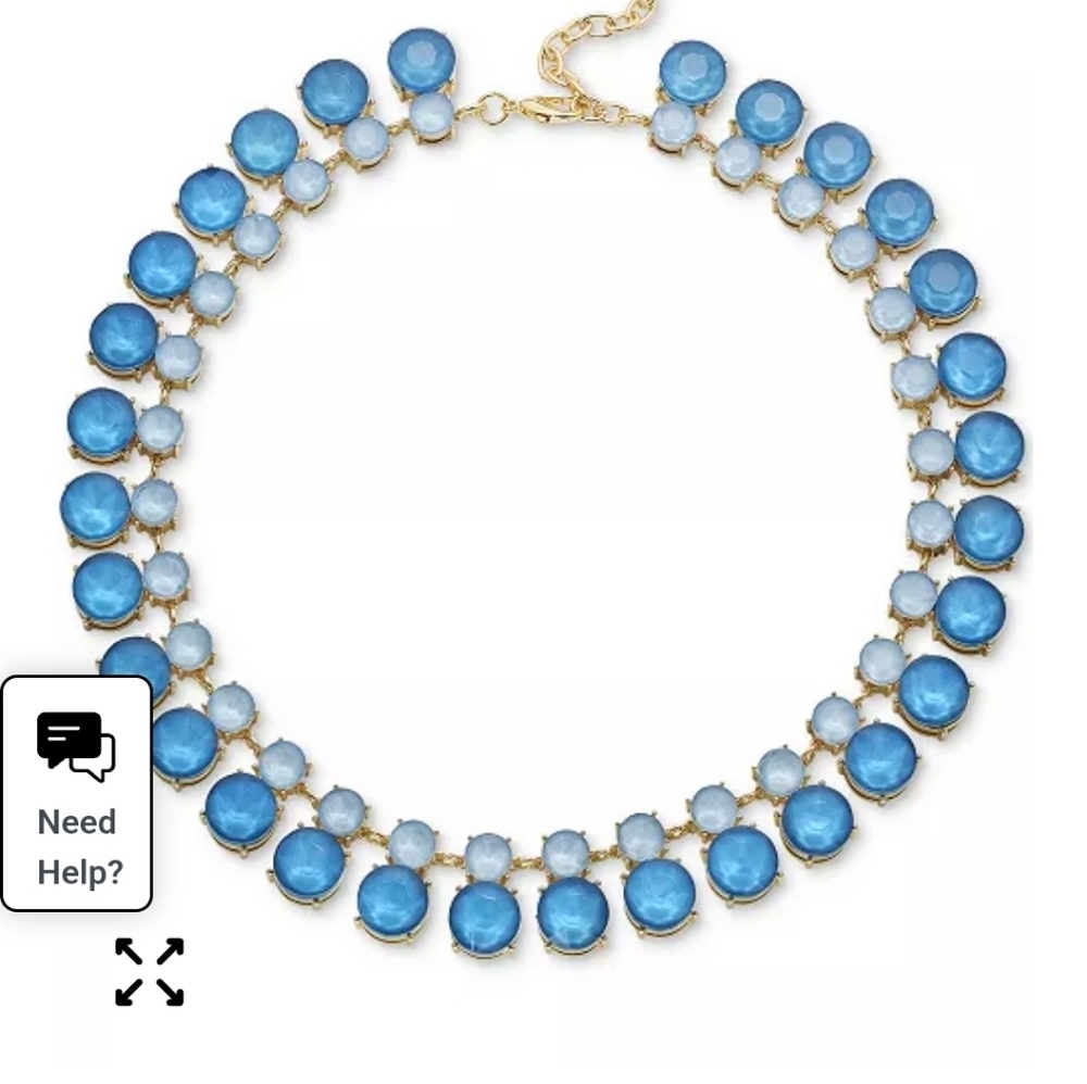 On 34th Gold-Tone Color Crystal & Stone Collar Necklace, 16" + 2" extender New